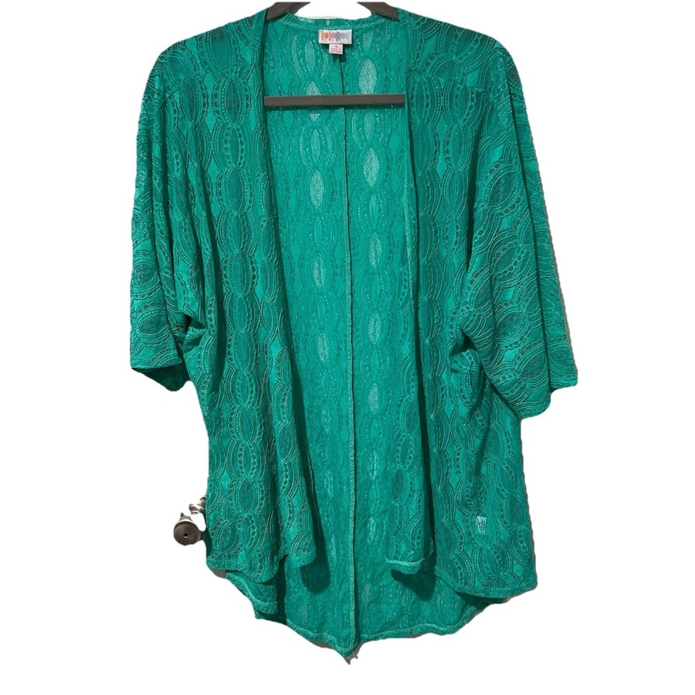 LuLaRoe Top Open Front Kimono Size Small Mint Green Lacy Cover-Up Oversโฆ